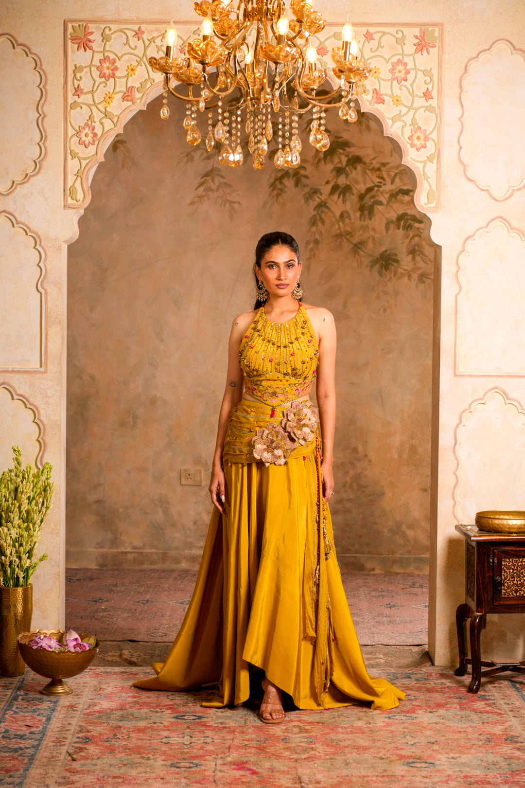 RIMJHIM GREENISH YELLOW LEHENGA SET