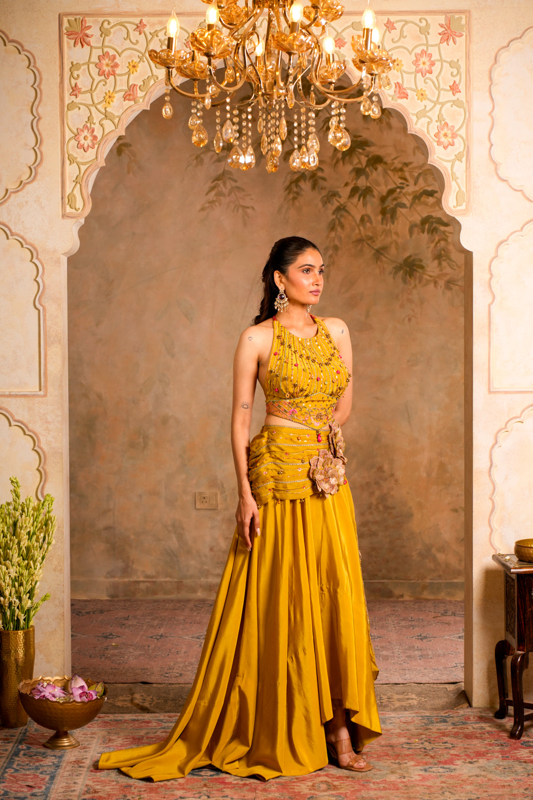 RIMJHIM GREENISH YELLOW LEHENGA SET