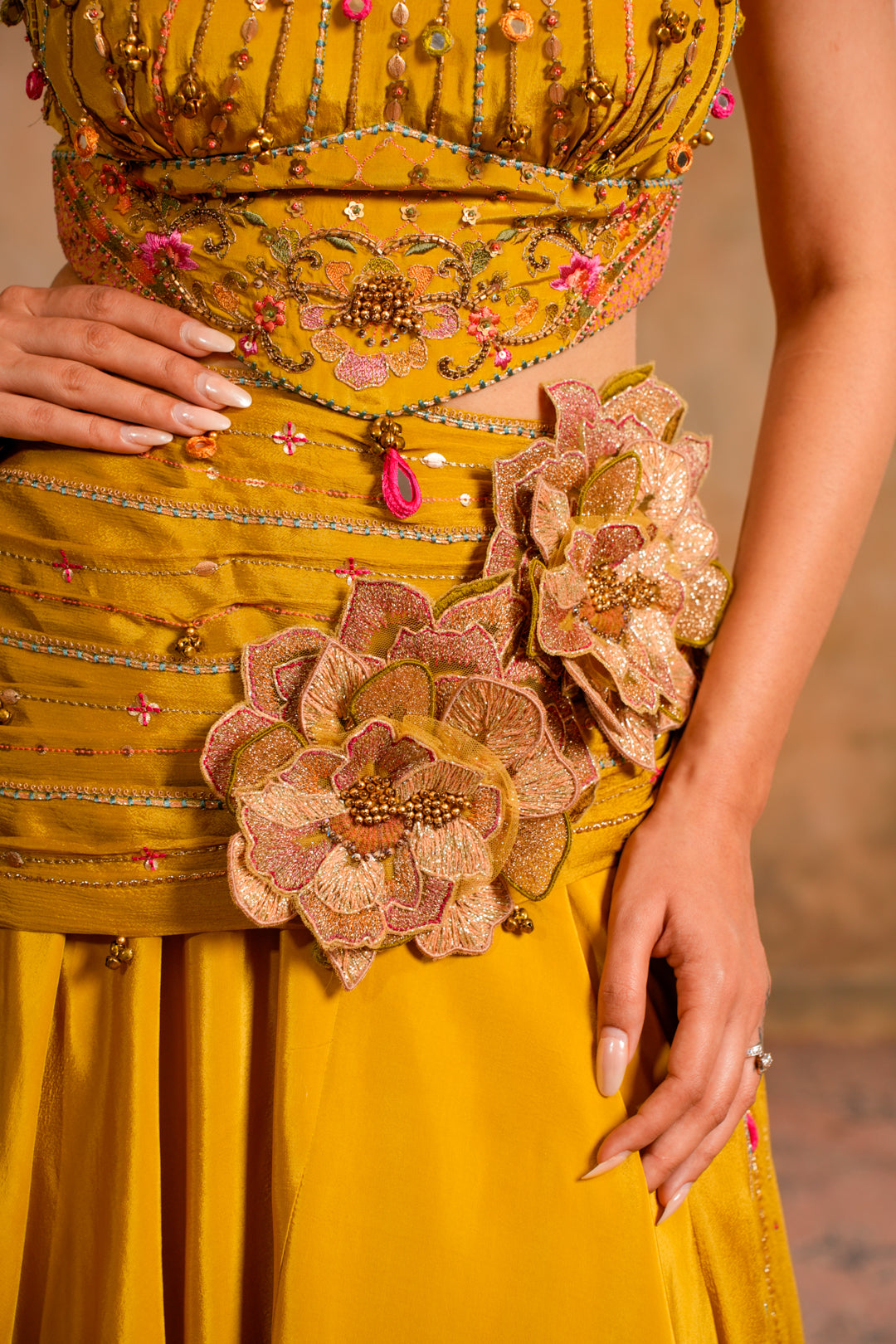 RIMJHIM GREENISH YELLOW LEHENGA SET