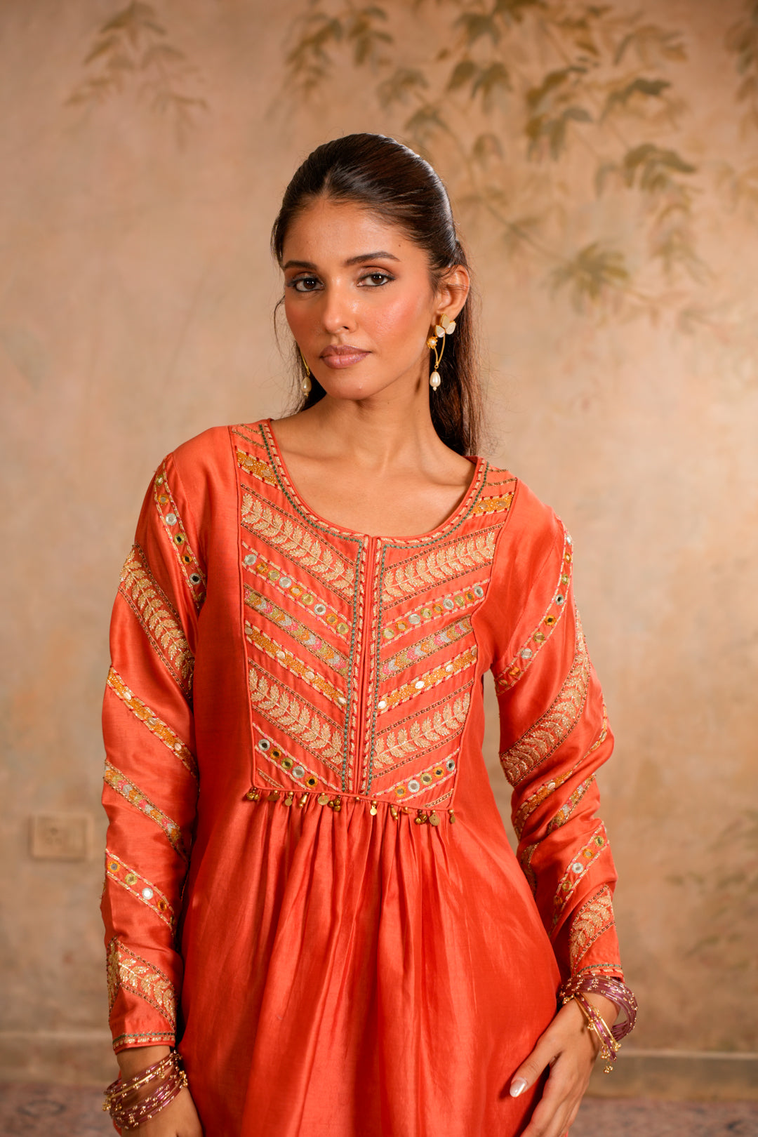 ERA PEACH ORANGE INDO WESTERN SET