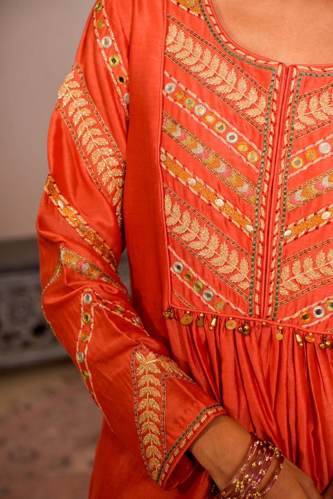 ERA PEACH ORANGE INDO WESTERN SET
