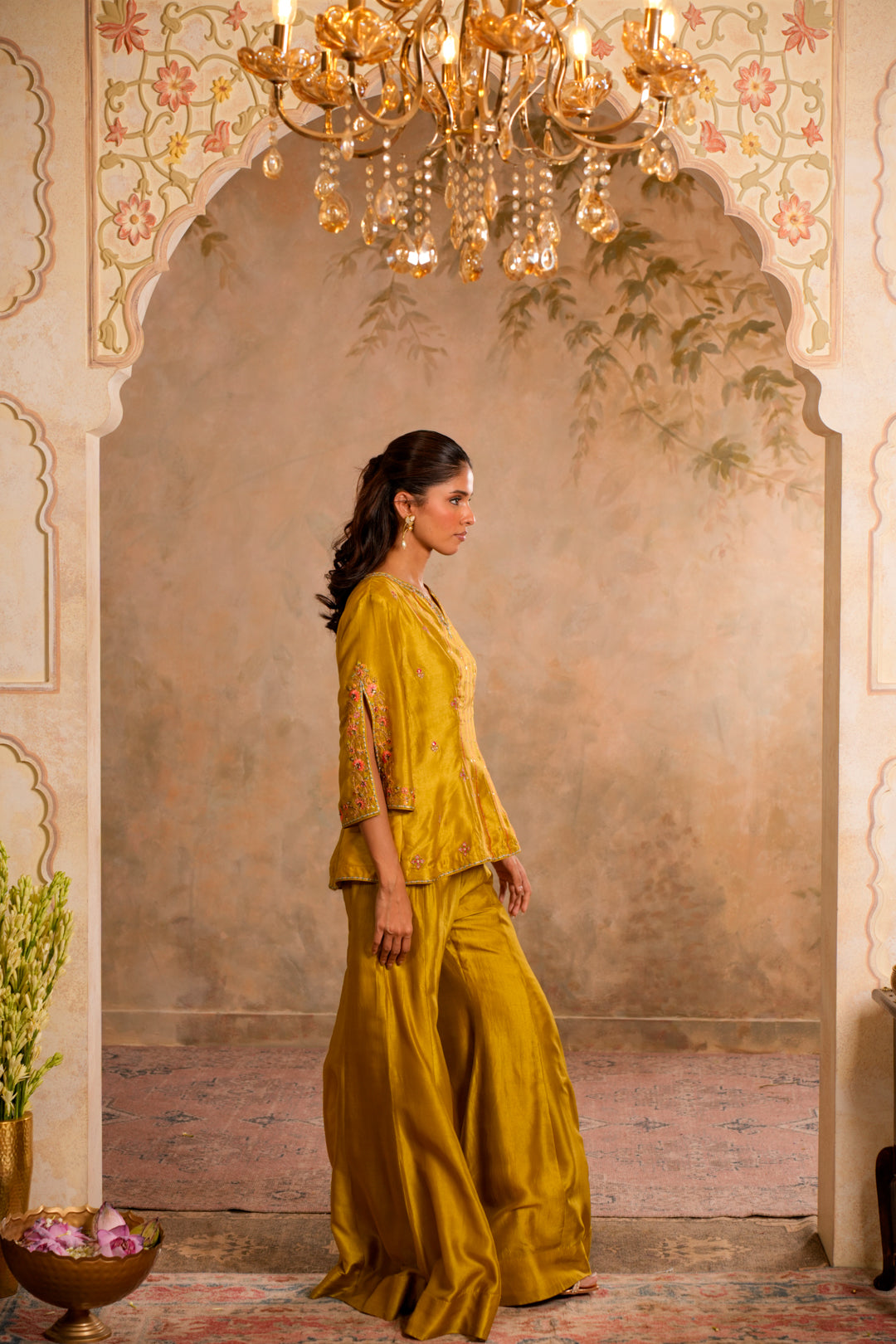 BAANI GREENISH YELLOW SHARARA SET