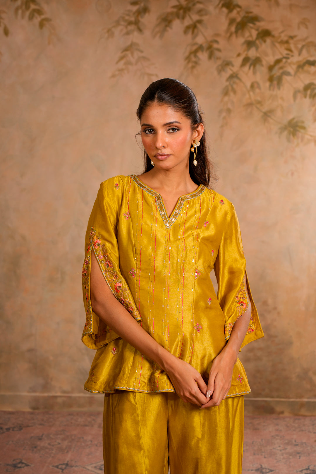 BAANI GREENISH YELLOW SHARARA SET