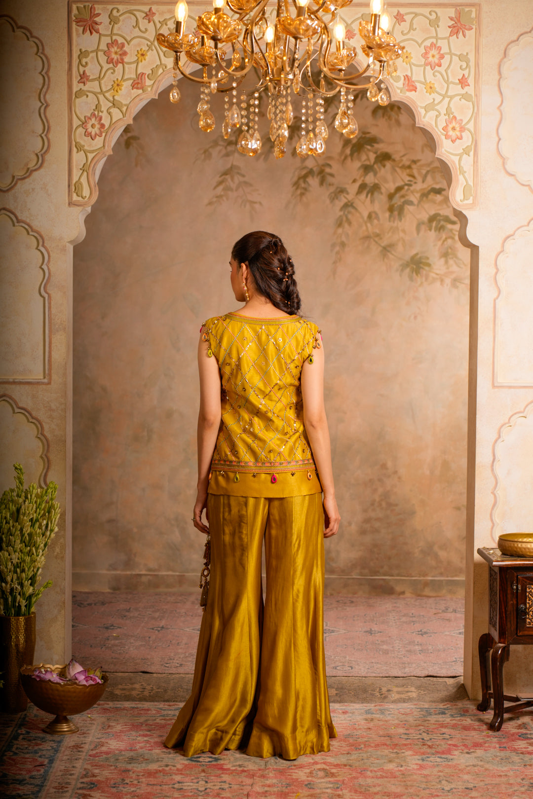 GUL GREENISH YELLOW SHARARA SET