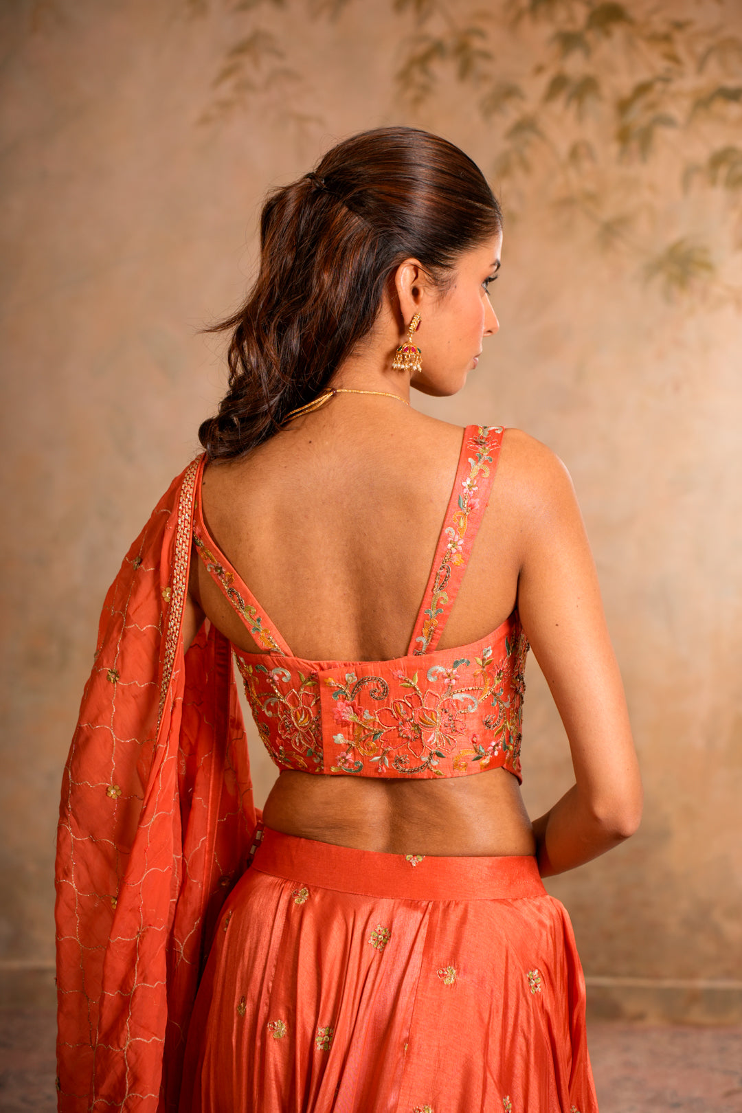 SAAZ PEACH ORANGE LEHENGA SET