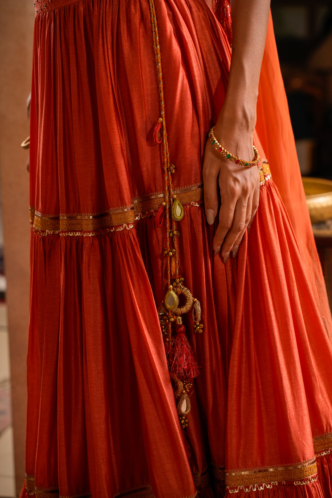 CHAADNI PEACH ORANGE LEHENGA SET