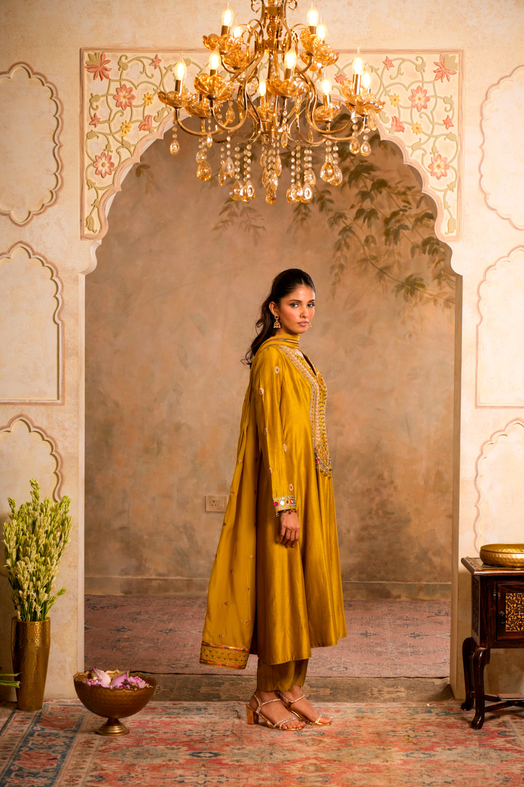LEHER GREENISH YELLOW KURTA SET