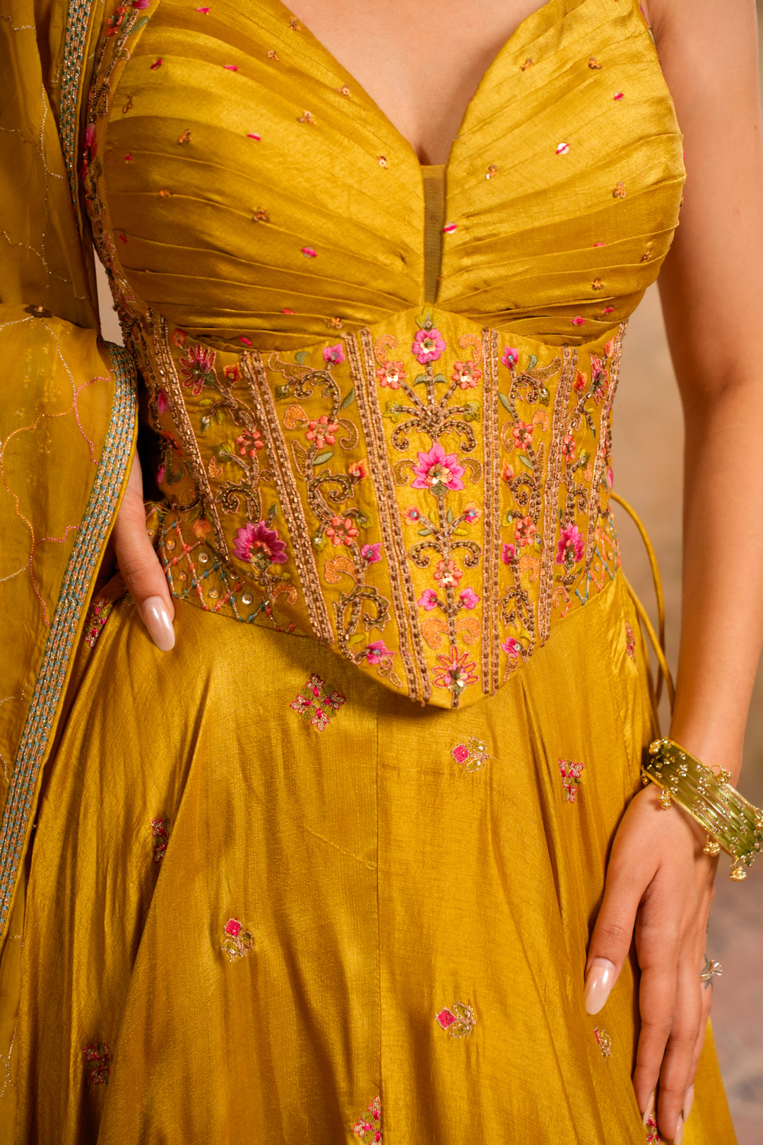 SAAZ GREENISH YELLOW LEHENGA SET