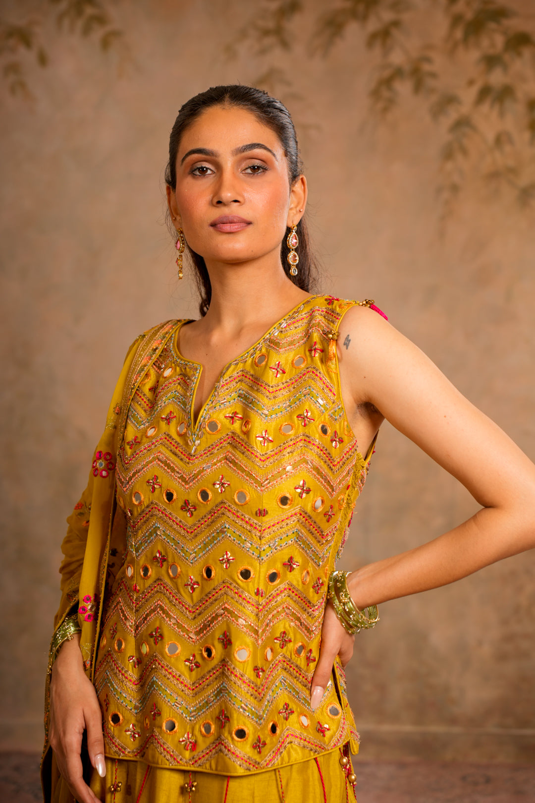 KIRAN GREENISH YELLOW LEHENGA SET