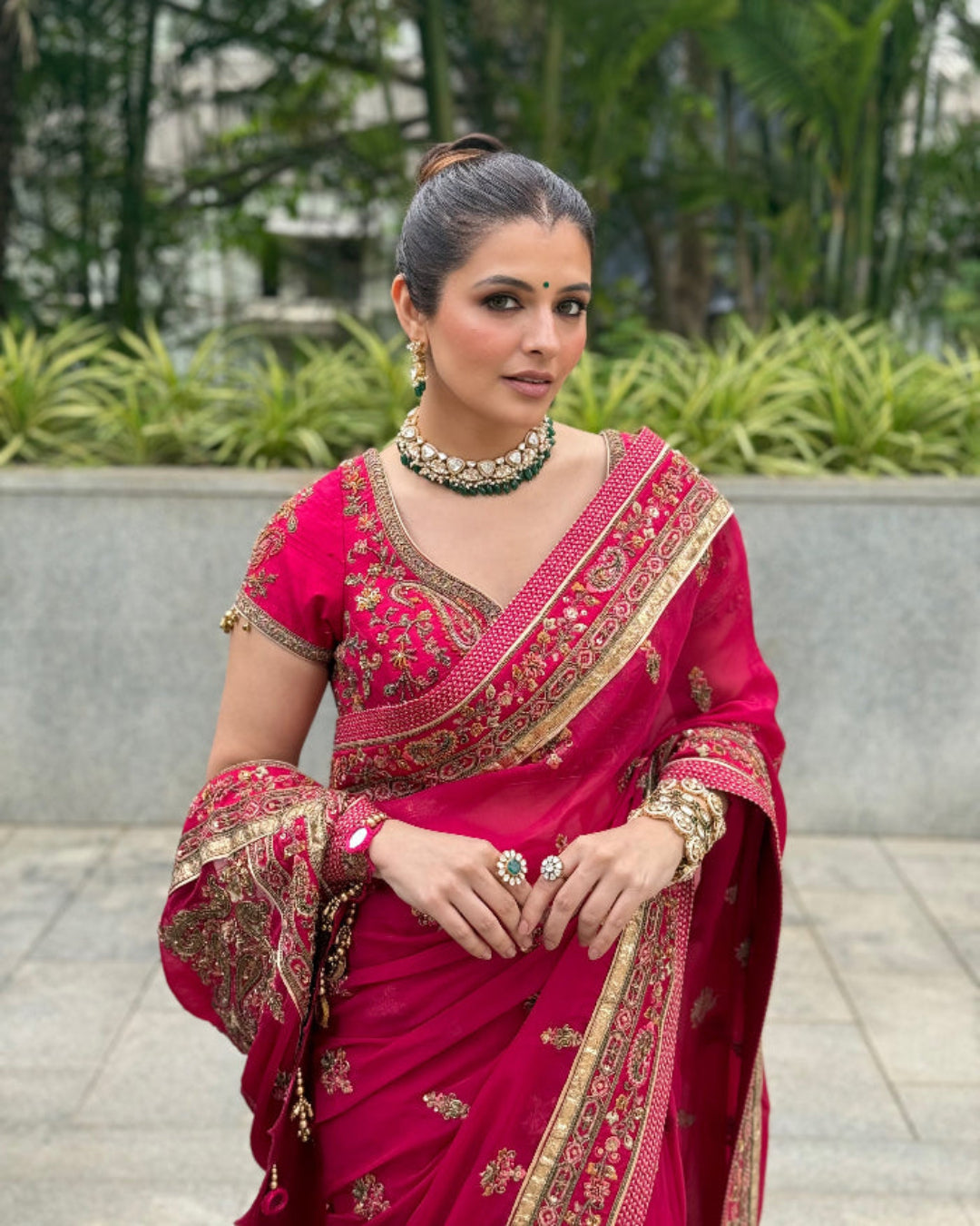 Natasha Luthra In Gauri Magenta Pink Saree