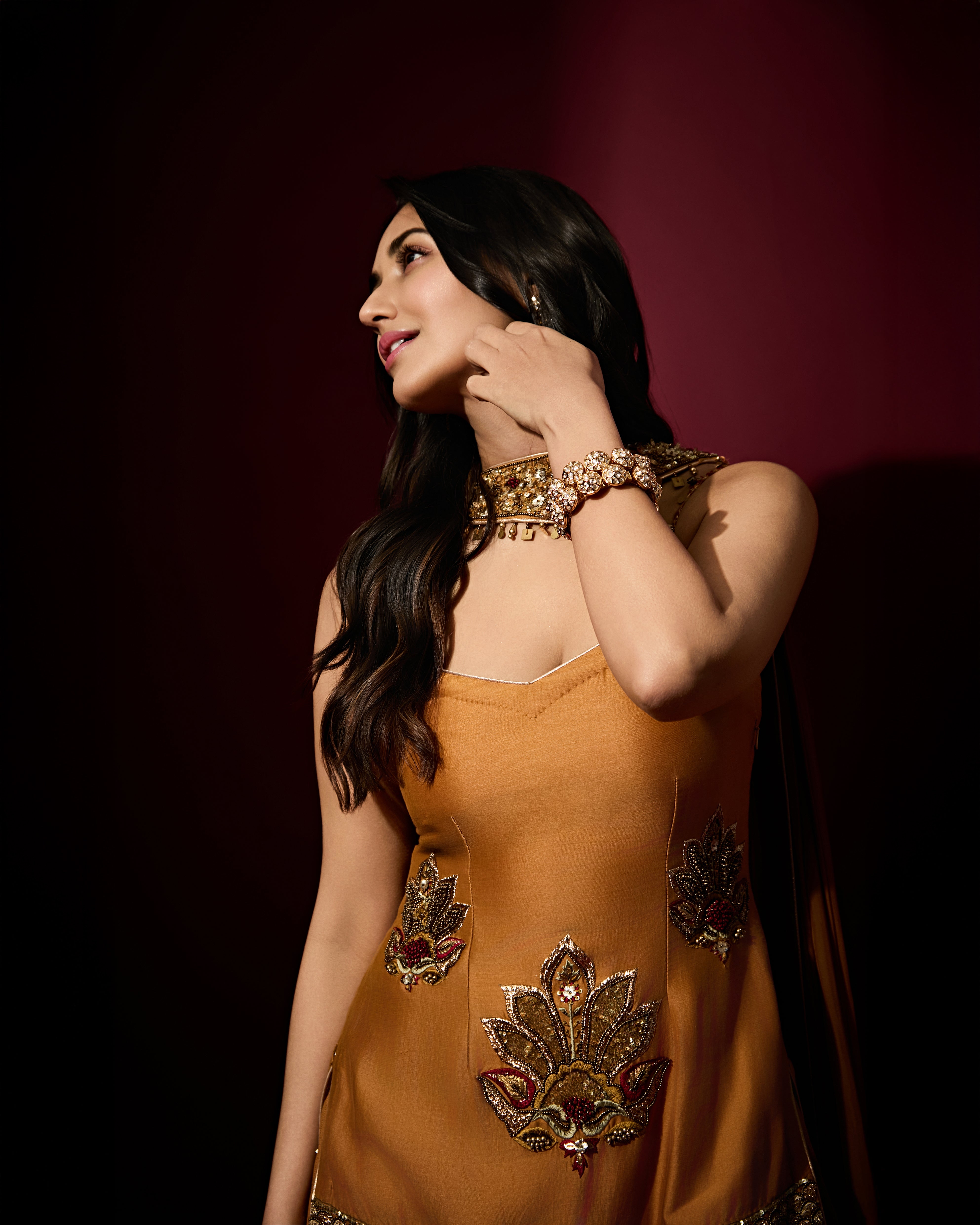 Nikita Dutta In MISHA MUSTARD KURTA SHARARA SET