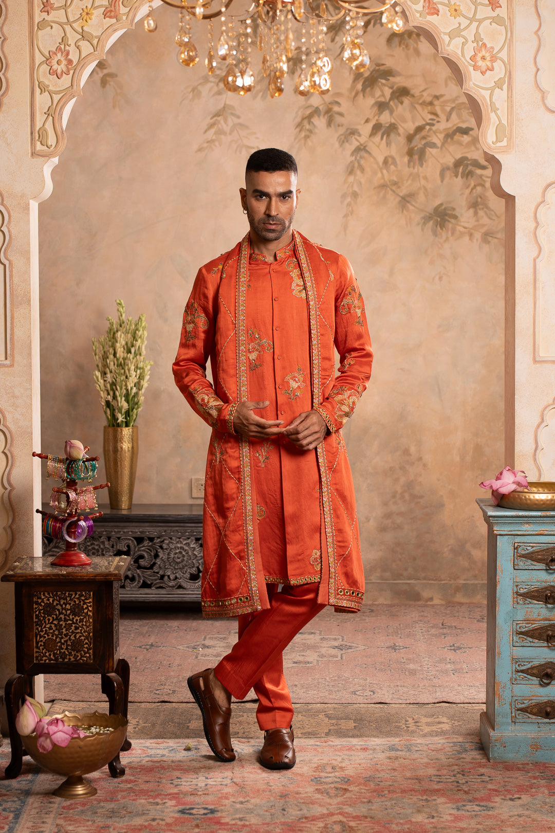 ABEER PEACH ORANGE KURTA SET