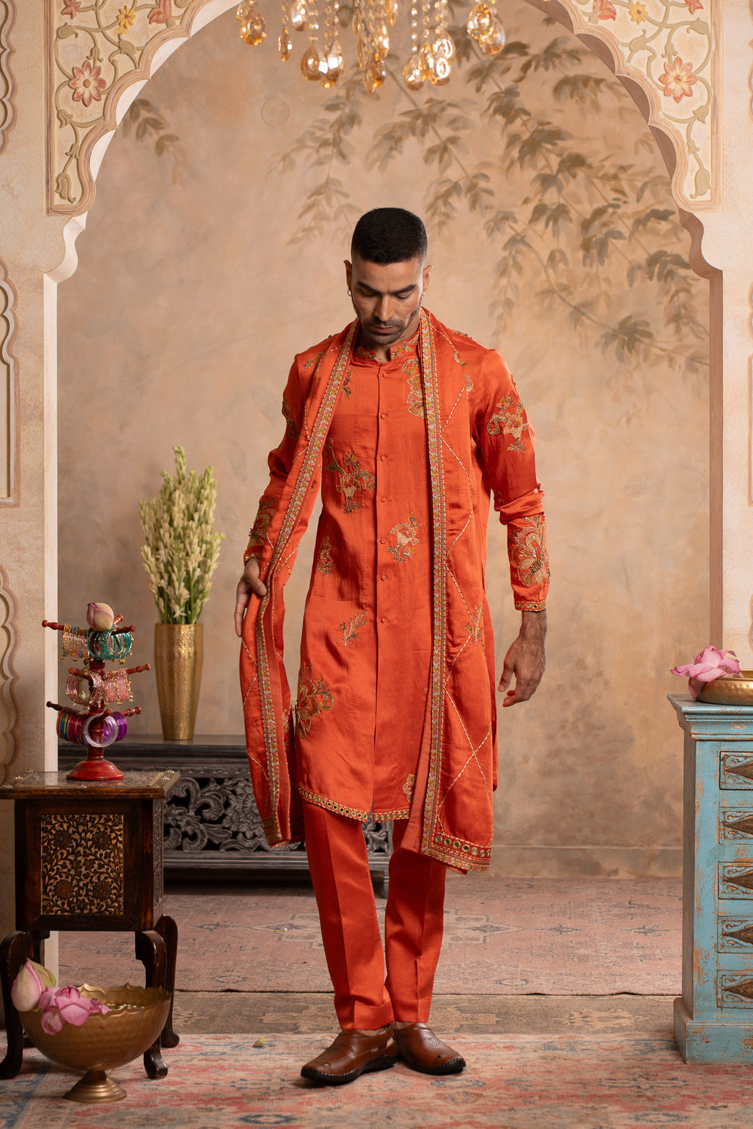 ABEER PEACH ORANGE KURTA SET