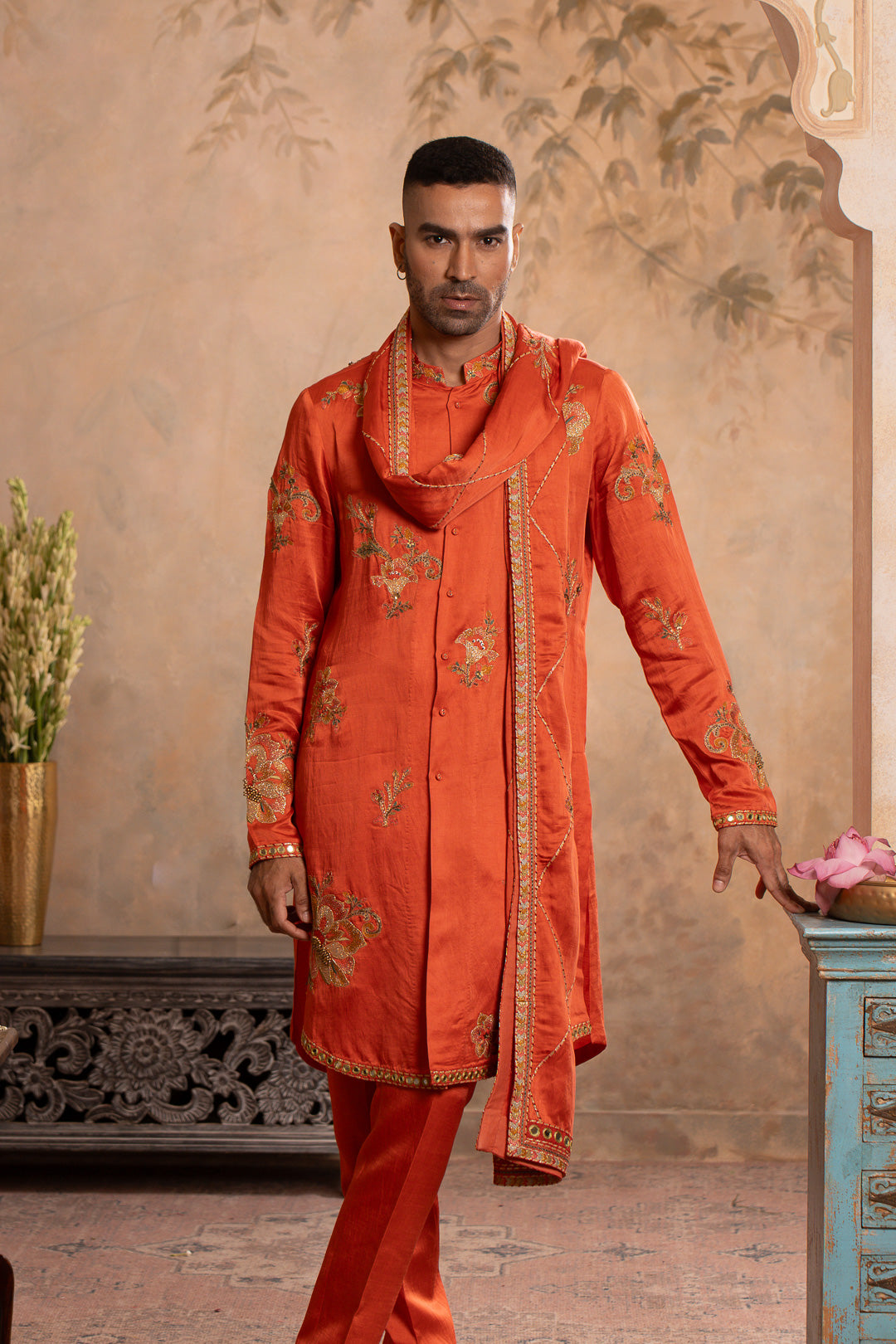 ABEER PEACH ORANGE KURTA SET