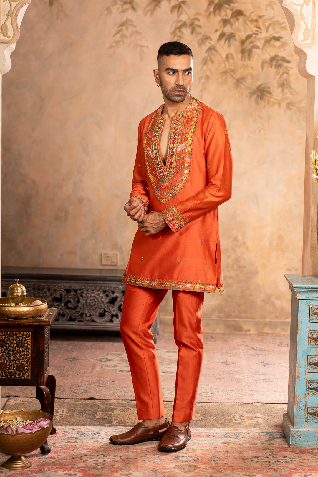 TEJ PEACH ORANGE KURTA SET