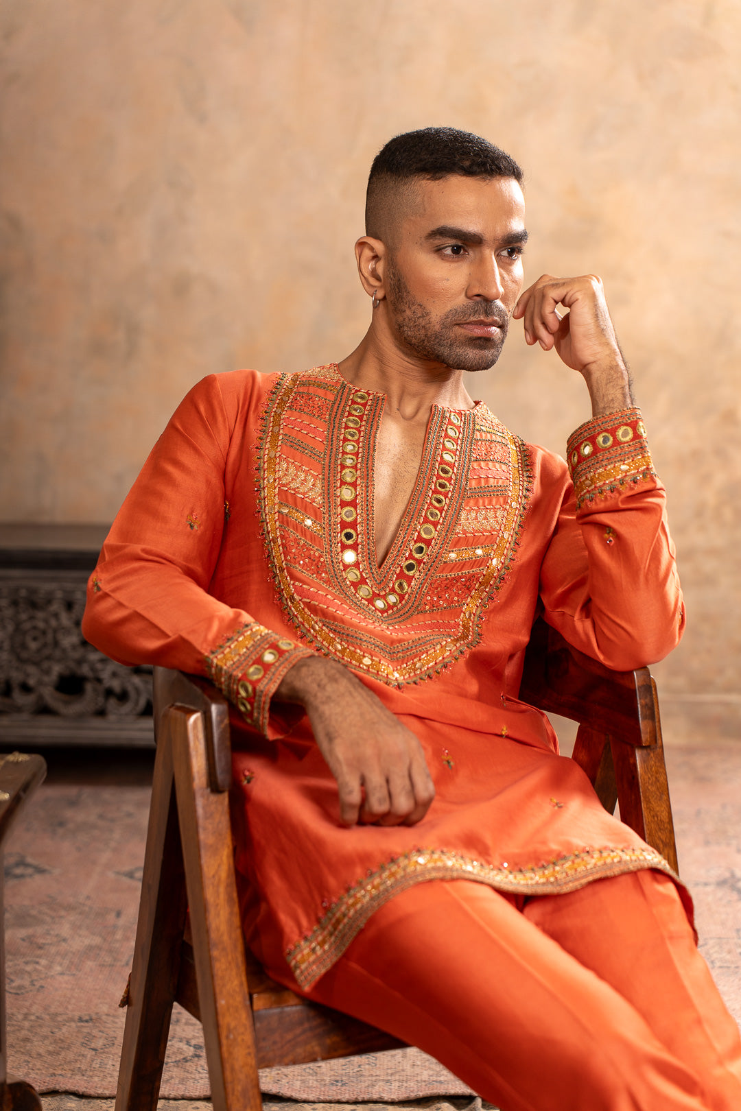 TEJ PEACH ORANGE KURTA SET