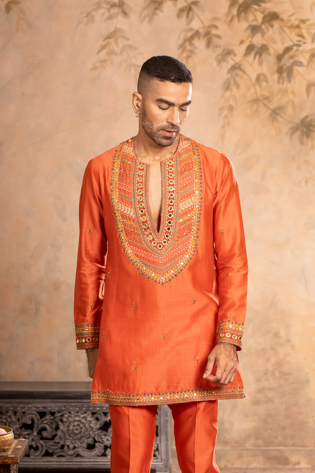 TEJ PEACH ORANGE KURTA SET