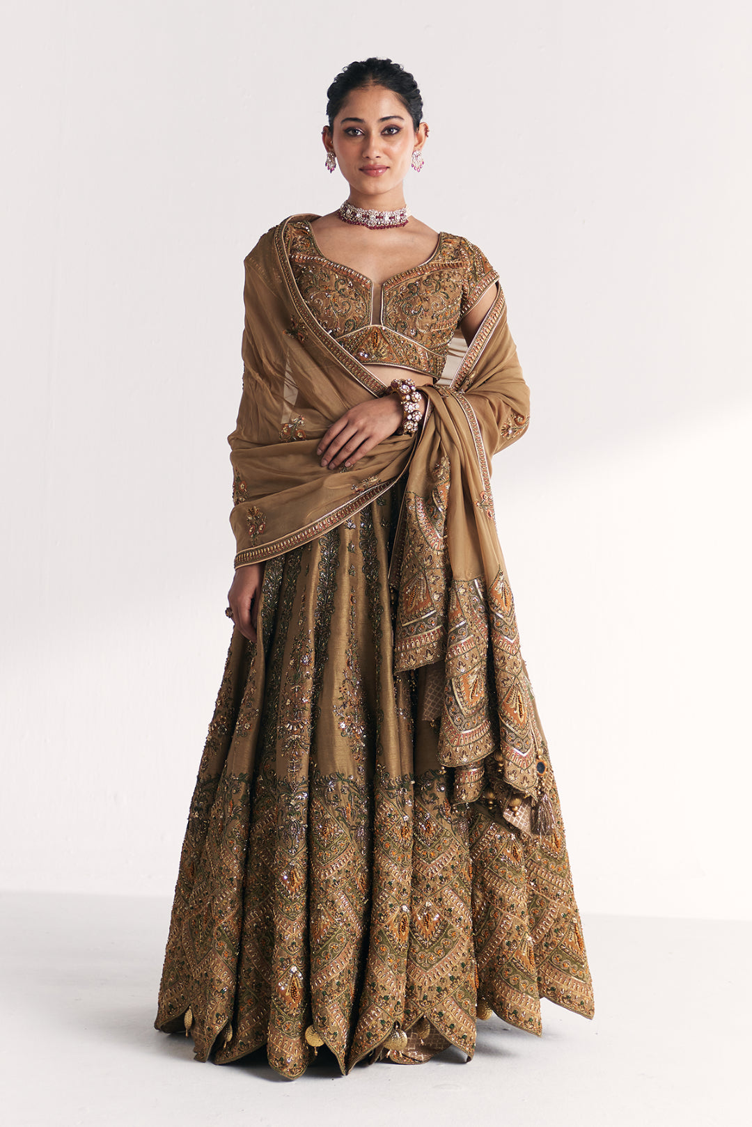 Kasturi Gold Lehenga Set