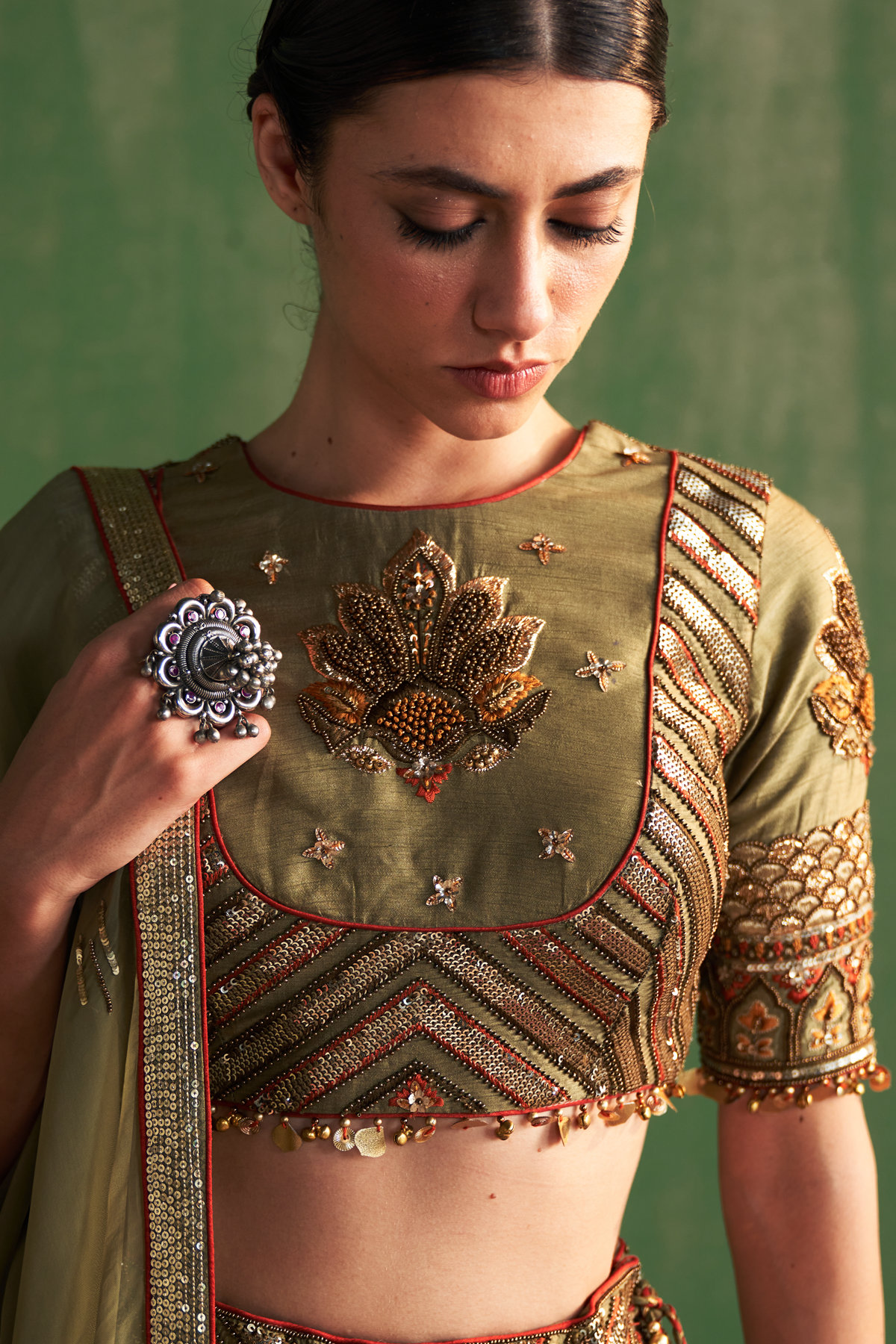 VATIKA GREEN LEHENGA SET