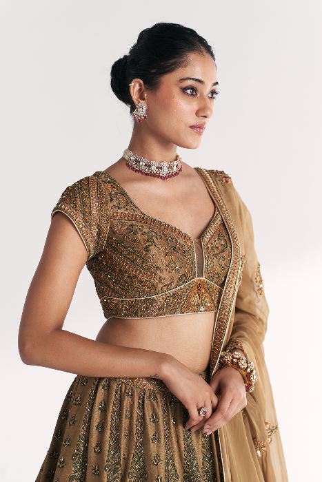 Kasturi Gold Lehenga Set