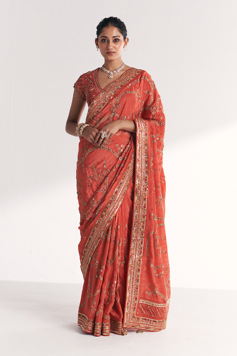 Khwab Tangerine Saree