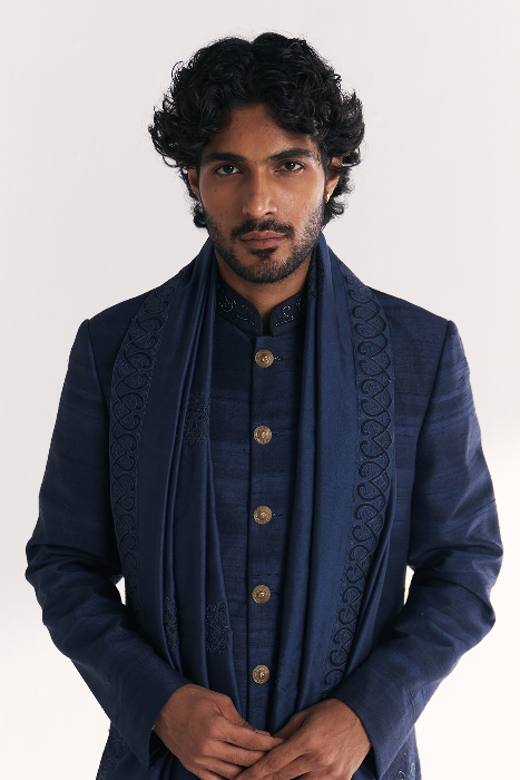 Jauhar Blue Achkan Set
