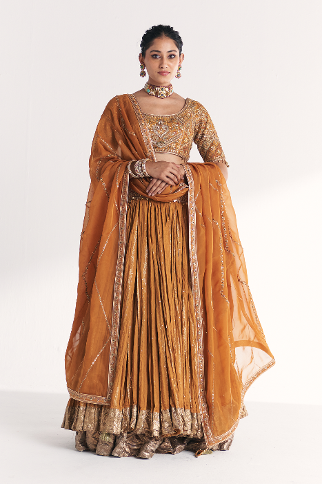 Sunheri Mustard Lehenga