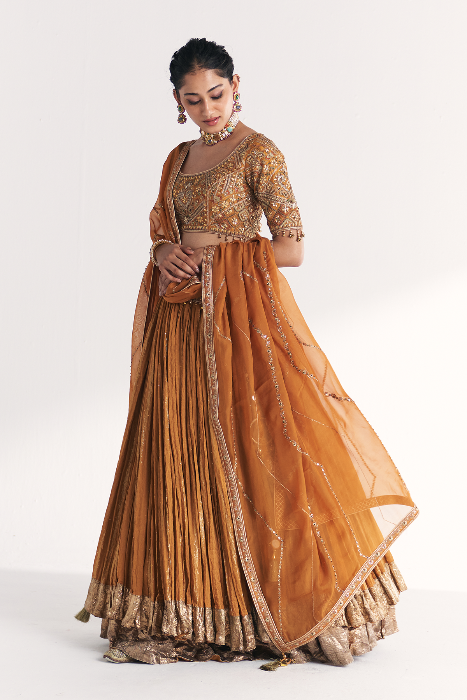 Sunheri Mustard Lehenga