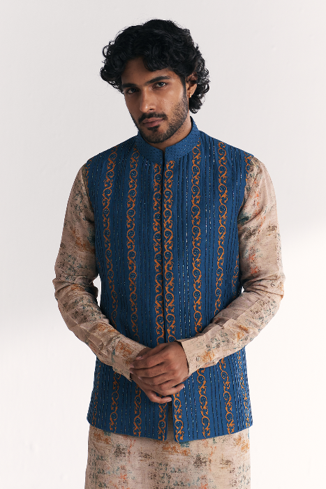 Musawir Blue Nehru Jacket Set