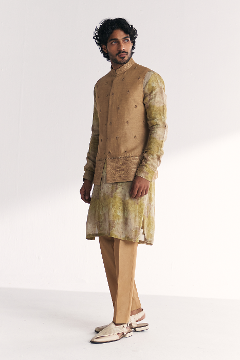 Dilawar Green Nehru Jacket Set