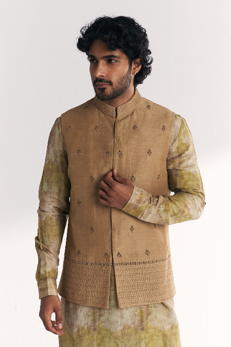 Dilawar Green Nehru Jacket Set