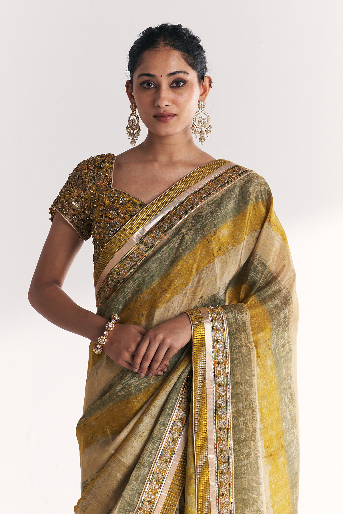 Kusum Lime Green Saree