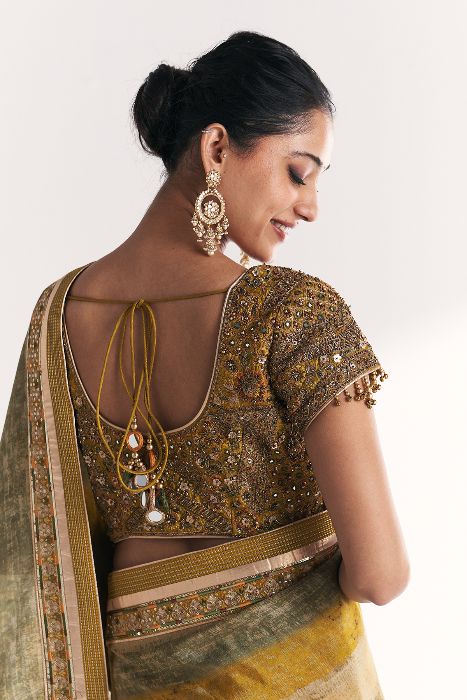 Kusum Lime Green Saree