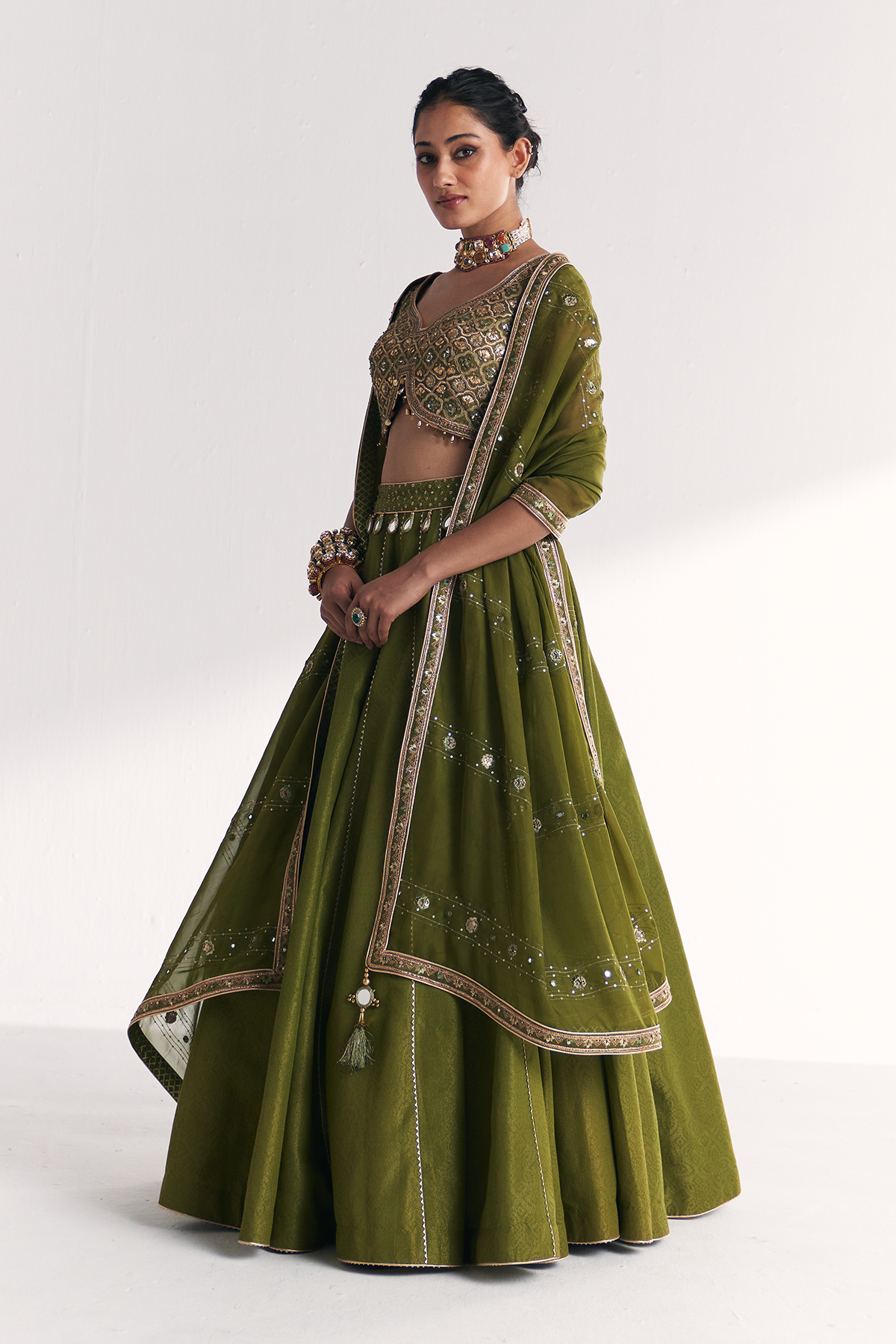 Rangooli Green Lehenga Set