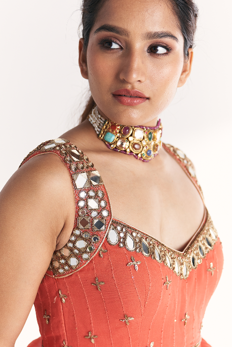 Safar Tangerine Anarkali