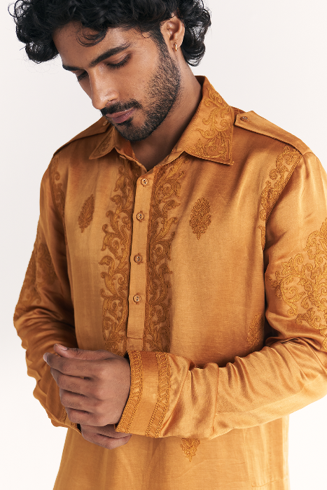 Nazir Mustard Pathani Kurta Set