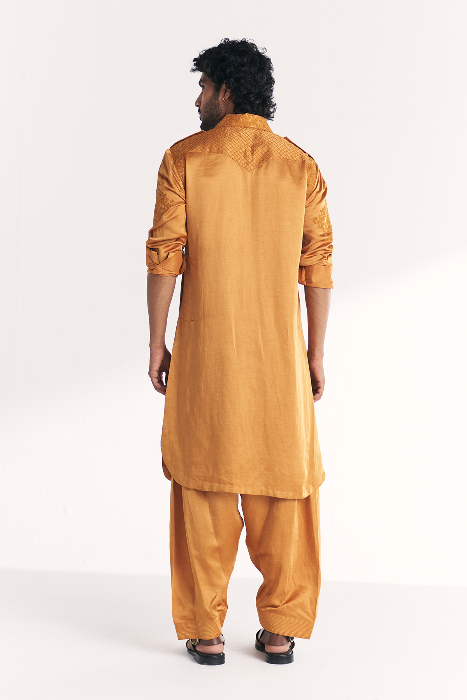 Nazir Mustard Pathani Kurta Set