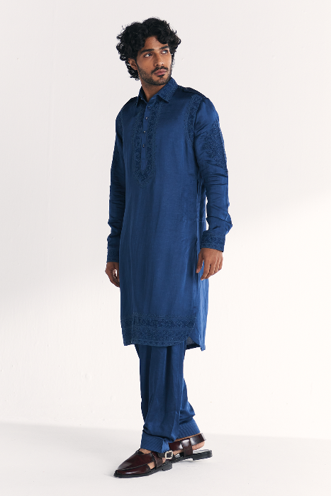 Jalal Blue Pathani Kurta Set