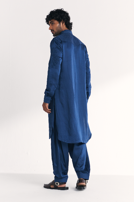 Jalal Blue Pathani Kurta Set