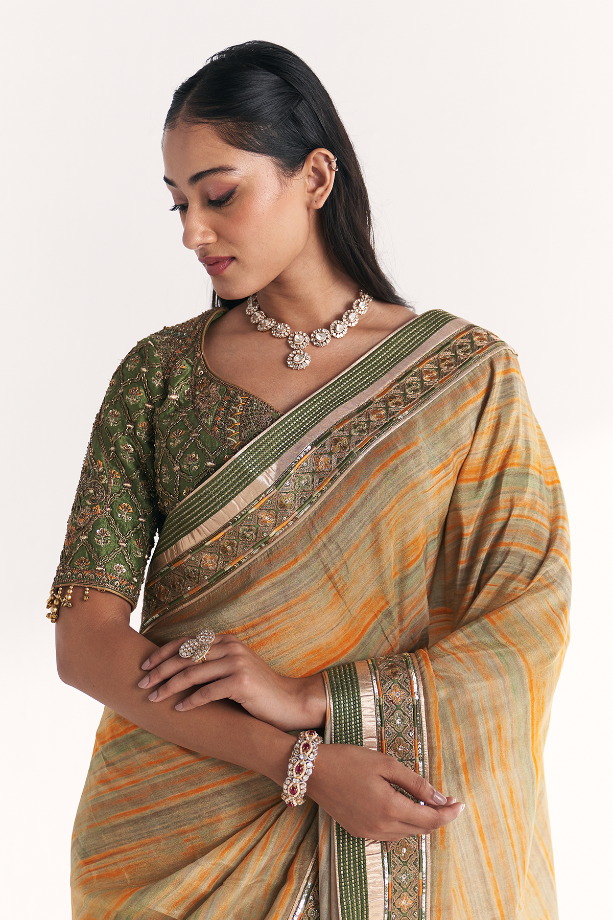 Morni Green Saree