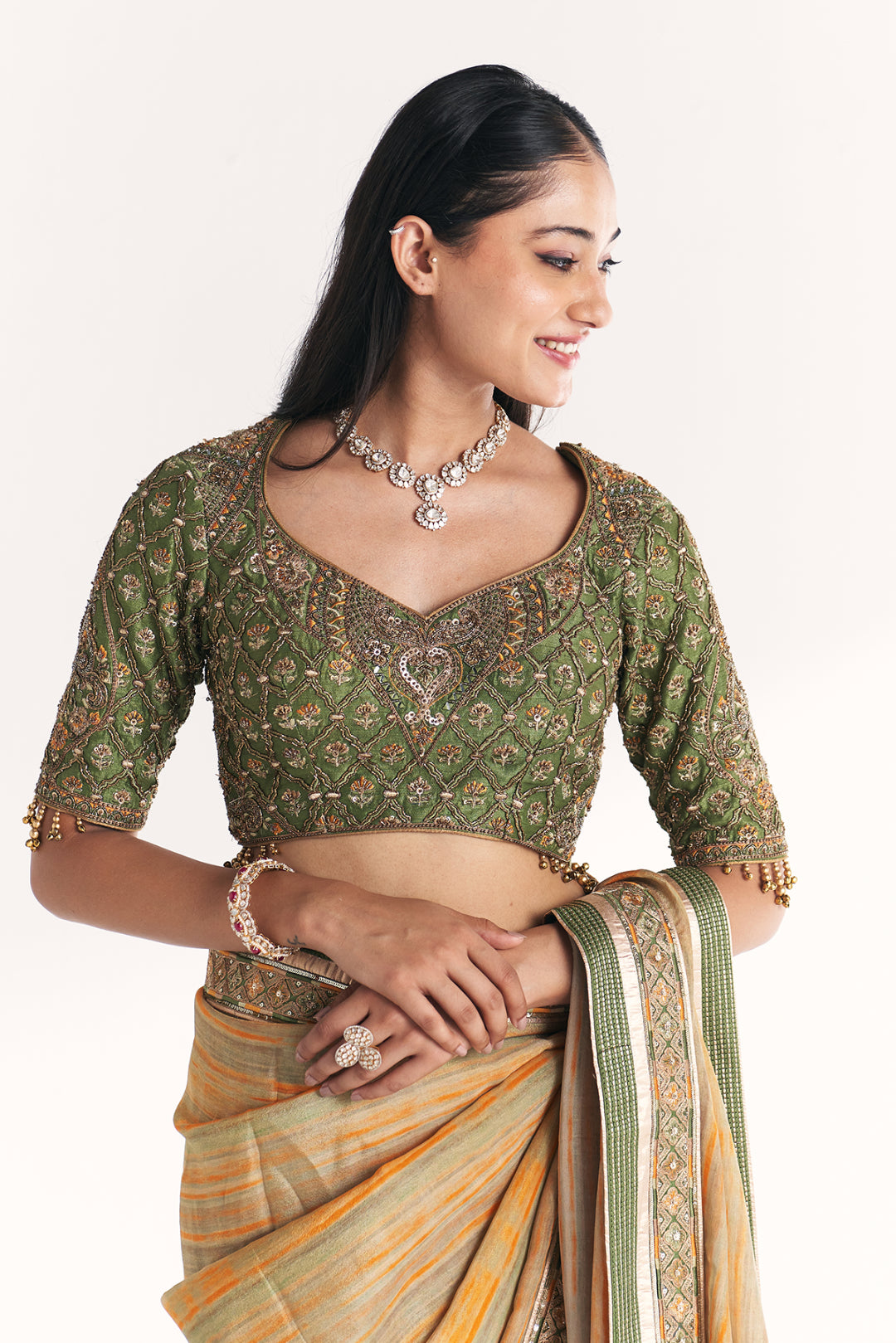 Morni Green Saree