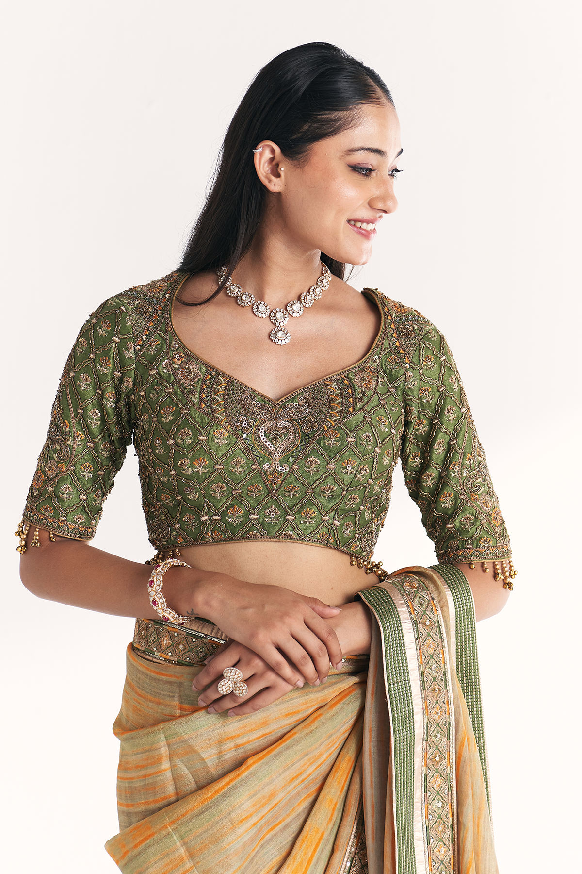 Morni Green Saree