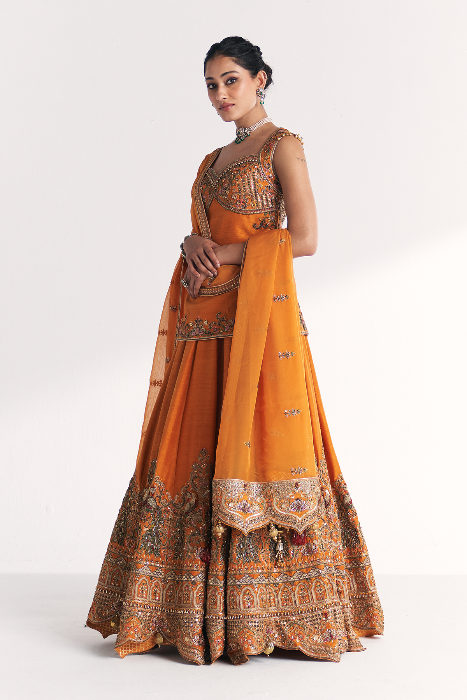 Mor Mustard Lehenga Set