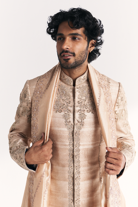 Utsav Ivory Achkan Set