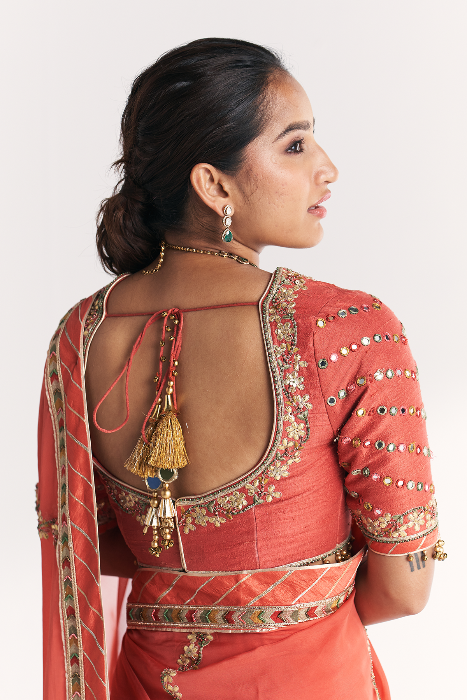 Rimjhim Tangerine Saree