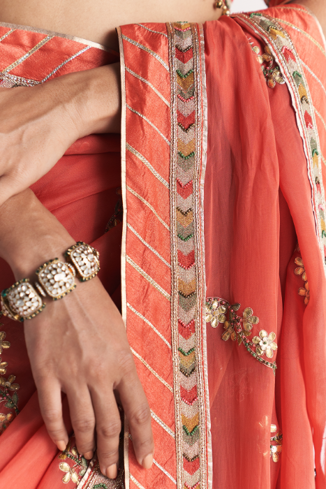 Rimjhim Tangerine Saree