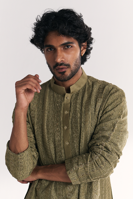 Rajbari Green Kurta Set