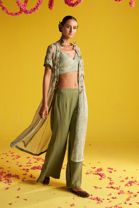 ARNA GREEN GHARARA SET