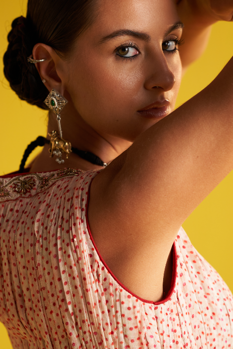 PIA ORANGE ANARKALI SET