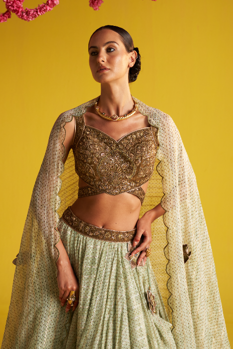 SANA GREEN LEHENGA SET
